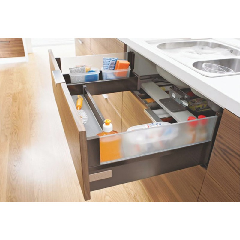 Archimax Soft closing silent motion SS 304 box drawer slides with Frosted Glass Walls ATBGS 400 - 16"